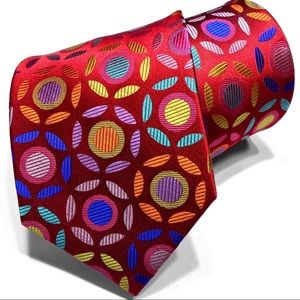 Red Circles Silk Tie By Lawrence Ivey Multi-color